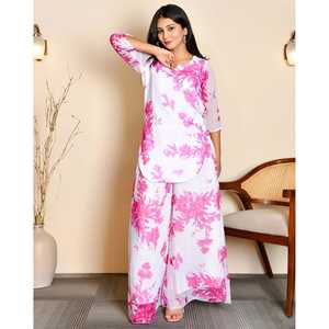 Haut décontracté en velours côtelé à fleurs Angelina XS avec manches trois-quarts, ensemble en velours côtelé à fleurs rose - Product Image 5