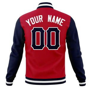 Blouson de baseball rouge pour homme, col montant, boutonnage frontal, en tricot, style universitaire, avec logo personnalisé, vêtement d'extérieur d'hiver - Product Image 2