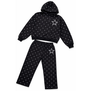 Ensemble de survêtement deux pièces personnalisé 2026 avec strass pour femme – Sweat à capuche et pantalon de jogging - Product Image 4