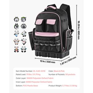 Mochila Portaherramientas Resistente de 56 Bolsillos con Base Moldeada y Compartimento para Portátil, Organizador de Almacenamiento para Electricistas - Product Image 4