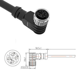ปลั๊กไฟฟ้า M5 กันน้ำ IP67 แบบวงกลม 4 ขา 90 องศา °   ขั้วต่อแบบมีฉนวนป้องกันแบบมุมฉาก ชนิดตัวผู้และตัวเมีย หน้าสัมผัสเคลือบทอง - Product Image 6