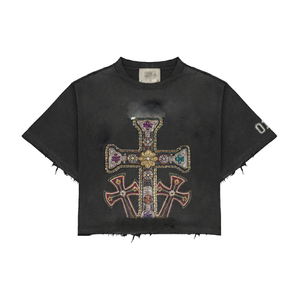 เสื้อยืดผู้ชายผ้าฝ้าย 100% ทรงหลวม พิมพ์ลาย เสื้อยืดทรงบ็อกซี่ 240 GSM ผ้าฝ้ายพรีเมียม สีดำ พิมพ์ลายกราฟิก สตรีทแวร์แบบ DTG สั่งทำได้ - Product Image 3