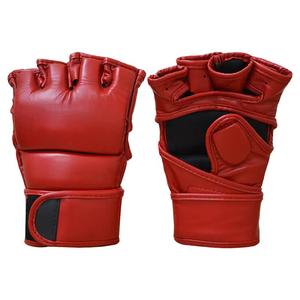 Unisex MMA Gloves Leather Half Finger Velcro Closure Black White Martial <b>Arts</b> Training Gear - Product Image 2