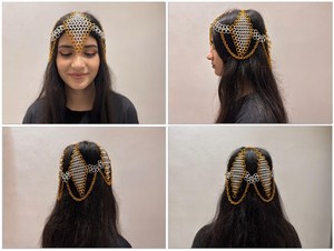 Coiffe en maille anodisée : Couronne médiévale argentée, Accessoire de cosplay, Couronne de festival Renaissance - Product Image 5
