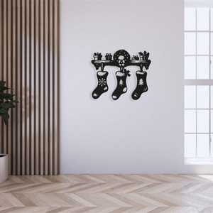 Adornos Navideños de Metal para Pared, Decoración Festiva con Calcetines de Fieltro - Product Image 4