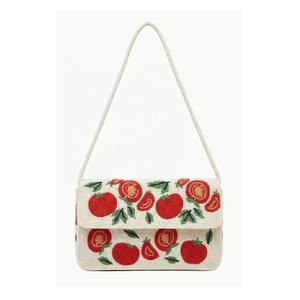 Nuevo Bolso de Hombro Portátil con Bordado de Patrón de Tomate y Cuentas para Mujer - Tamaño Pequeño para Guardar Artículos Personales y Accesorios - Product Image 1