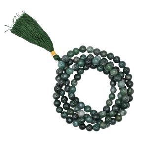 Venta al por mayor hecho a mano 108 cuentas musgo ágata Jap Mala Yoga meditación collar Feng Shui estilo pulido amor meditación precio a granel - Product Image 4