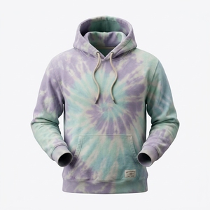 Sudadera con Capucha Tie Dye en Tonos Pastel Lavanda y Menta, Personalizada, de Felpa Suave, Estilo Urbano, Unisex, Talla Grande, OEM, ODM, Venta al Por Mayor - Product Image 1