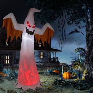 Decorazione Gonfiabile di Halloween da Esterno: Fantasma Gigante Spaventoso con Luci LED da 3,6m, Fiamme Lampeggianti e Occhi Rossi, Set da 4 Pezzi - Product Image 2
