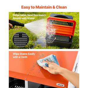 Orange Chicken Nesting Boxes 4 Compartments Galvanized Steel High-Strength <b>Plastic</b> Easy Egg Collection Roll Away <b>Animal</b> Cages - Product Image 5