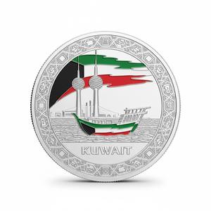 Moneda de recuerdo de Kuwait personalizada con impresión UV, chapada en oro y esmaltada, estilo moderno y antiguo, para regalos promocionales de Country City Giveaway Gifts - Product Image 3