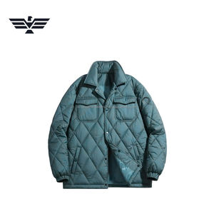 Veste d'hiver matelassée en toile matelassée à carreaux, coupe-vent, boutonnée, isolée, col montant, unie, sur mesure pour homme - Product Image 1