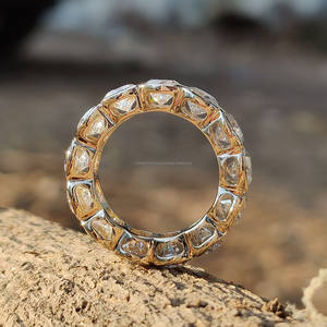 Anillo de Boda Minimalista con Corte Cojín, Geométrico, Plata de Ley 925, Chapado en Oro, Engaste de Bisel, Moissanita, para Mujer/Unisex - Product Image 4