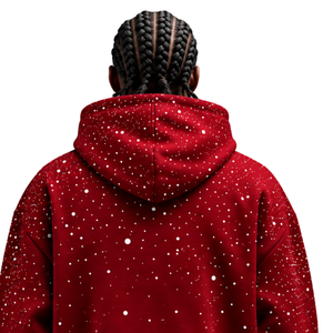 Crimson <b>White</b> Speckled Print <b>Men</b> Hoodie Casual Pullover Fleece <b>Sweatshirt</b> Long Sleeve Drawstring Hood Kangaroo Front Pocket - Product Image 4