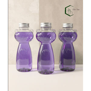Botella de Plástico PET de 500 ml con Forma de Gato, Tapa de Rosca de Aluminio, Diseño Creativo de Dibujos Animados para Envasado de Bebidas OEM, para Jugo, Café, Vietnam - Product Image 1