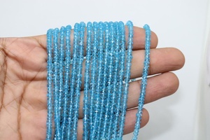 Cuentas de Topacio Azul Cielo de Corte Excelente AAA, Cuentas de Topacio Facetadas en Forma de Rondelle de 3.5mm para la Fabricación de Joyas - Product Image 2