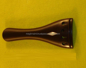 Cordier de violon rond en bois d'ébène avec incrustation de nacre Rombhus et selle noire - Product Image 5