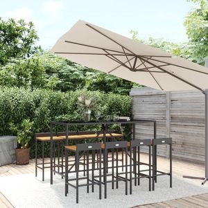Grand ensemble de bar de jardin avec repose-pieds en polyrotin noir - Product Image 1