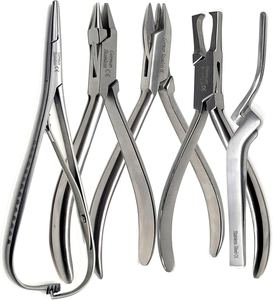 Juego de 5 Pinzas Ortodónticas Manuales Altomme Instruments para Remover Brackets, Aderer de 3 Puntas, Pico de Pájaro, Ligadura Mathieu - Product Image 1
