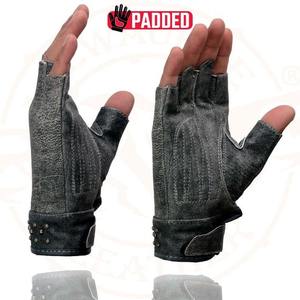 Gants de motard en cuir véritable respirants sans doigts à prix raisonnable, design personnalisable, commande en gros disponible, qualité supérieure pour moto - Product Image 6