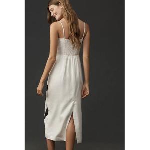 Vestido Midi Casual de Verano para Mujer, Simple y Elegante, Corte en A, Cintura Natural, Transpirable, 100% Algodón, Estampado Floral, Liso Teñido - Product Image 2