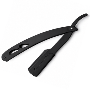 Navaja de Afeitar Recta de Acero Inoxidable Negra, Navaja de Afeitar Manual Profesional para Barberos, para Hombres - Product Image 1