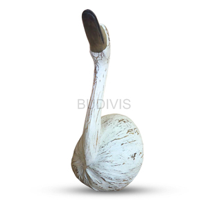 Sculpture de cygne en noix de coco blanchie, décoration de table rustique en bois sculpté à la main, ornement décoratif - Product Image 3