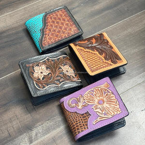 Portefeuille à deux volets en cuir véritable fabriqué à la main avec poche à monnaie compartiment à fermeture éclair et fentes pour cartes de crédit portefeuilles compacts et durables - Product Image 5