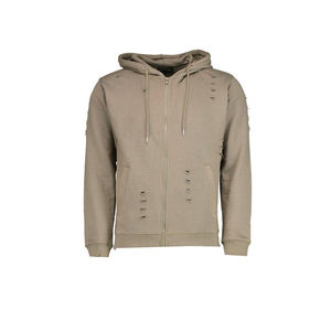 Sweat à capuche pour homme en kaki avec cordon de serrage, manches longues, effet usé, style streetwear, sweat à capuche vintage en polyester/coton pour l'hiver - Product Image 4