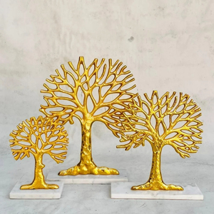 Luxury Golden Tree of Life Sculpture with Marble Base Handcrafted Metal Tabletop Decor for Living Room Modern <b>Ornament</b> Gift - Product Image 1