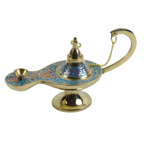 Zikra Handicrafts Colored Brass <b>Incense</b> Burner Genie Lamp Design Eco-Friendly Durable Indian <b>Incense</b> Anti-Odour Tableware High - Product Image 3