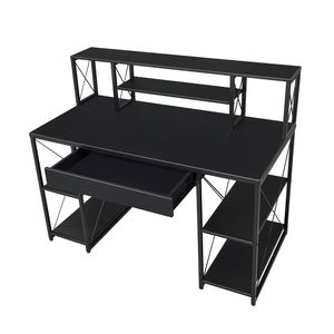 Black One-Drawer Writing <b>Desk</b> with 8 Open Compartment for <b>Computer</b> Use - Product Image 5