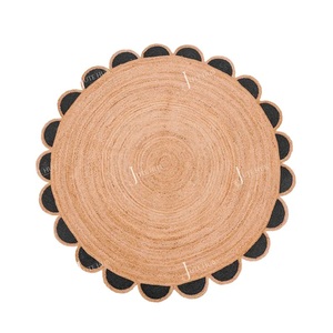 Handmade Braided Scallop <b>Round</b> <b>Jute</b> <b>Rugs</b> | Natural Fiber Handwoven Boho Area <b>Rug</b> | Eco Friendly <b>Round</b> <b>Jute</b> Carpet - Product Image 1