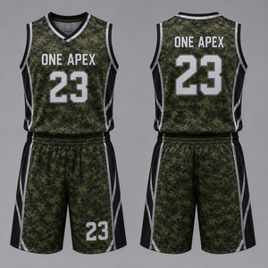 Ensemble Maillot et Short de Basketball Camouflage Numérique Personnalisé pour Hommes – Respirant, Séchage Rapide, Tenue de Sport d'Équipe – Vente en Gros OEM ODM Professionnel - Product Image 2