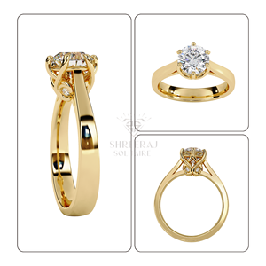 Bague en or massif avec diamant taille brillant rond, diamants CVD cultivés en laboratoire et or massif 9K, directement du fabricant en Inde. - Product Image 1