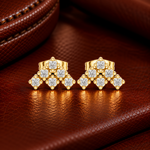 Round Cut Lab Grown Diamond <b>Earring</b> 14K 18K Solid Gold Floral Cluster Stud With Screw <b>Back</b> 0.25CT DEF VVS Anniversary gift ODM - Product Image 1