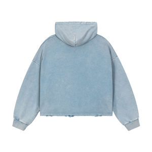 Sweat à capuche surdimensionné décontracté pour homme, bleu délavé, style streetwear, en coton à séchage rapide, vintage, pour l'automne - Product Image 2