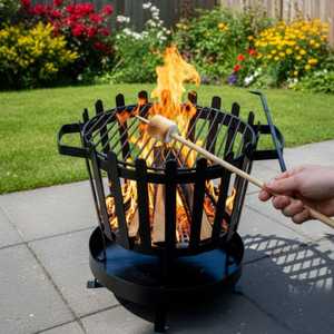 Portable Steel <b>Fire</b> <b>Pit</b> Bowl Outdoor Garden Bonfire <b>Pit</b> with Stand for <b>Camping</b> Patio Backyard - Product Image 1