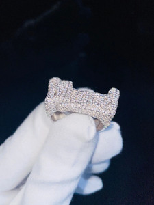 925 Sterling <b>Silver</b> Custom Champion Iced Moissanite Cluster <b>Ring</b> Rhodium Plated Hip Hop Style Birthday Gift Engagement <b>Men</b> <b>Ring</b> - Product Image 5