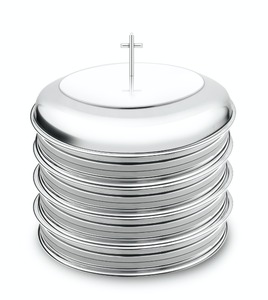 Deluxe Stainless Steel Holy Communion Set 4 Trays 160 Cups Stable Bottom Ring Dishwasher Safe Food Contact Safe Elegant <b>Mirror</b> - Product Image 1