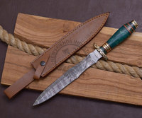 Nouvelle édition de couteau de survie artisanal, couteaux Dogger en acier Damas avec manche en résine, meilleur couteau de chasse de collection, couteau à lame fixe