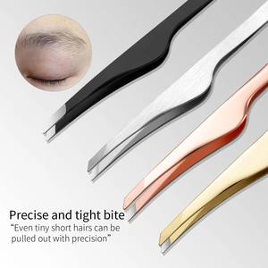 Pince à épiler en acier inoxydable pour sourcils, ciseaux courbes pour cils, pince à épiler angulaire, outils pour faux cils, élimination des poils incarnés et des petits poils - Product Image 2