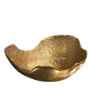 Nuevo y Elegante Tazón Decorativo Redondo de Aluminio, Chapado en Oro, con Detalles Únicos y Refinados - Product Image 1