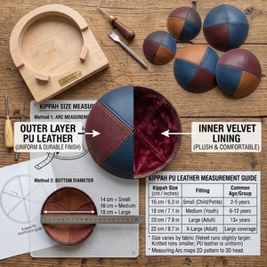 Kippa en cuir personnalisée avec étoile de David en relief, chapeau ethnique du Moyen-Orient pour homme, toutes saisons, couleur unie marron beige respirant - Product Image 6