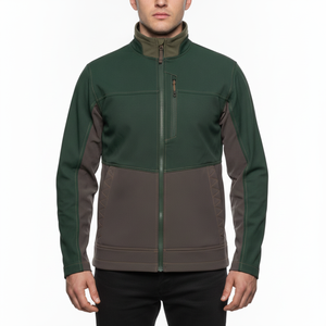Veste en polaire verte pour homme, col montant, fermeture éclair, color block, décontractée, coupe régulière, coupe-vent, pour l'automne - Product Image 3
