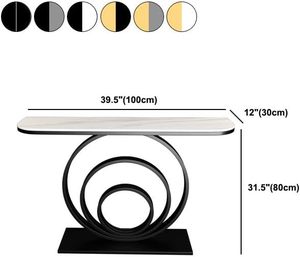 Table console en métal LINEA de forme orbitale avec plateau en marbre blanc, table console de luxe en métal pour salon - Product Image 2