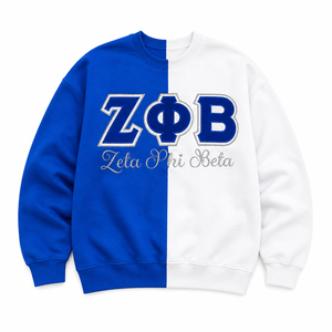 Sweat-shirt unisexe d'hiver en chenille bleu royal et blanc avec patch de sororité - Product Image 3