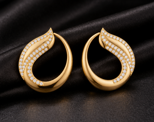 Pendientes de Aro de Plata de Ley 925 Chapados en Oro de 25 mm, Joyería Nupcial con Circonita Cúbica - Product Image 3