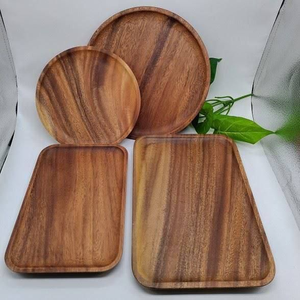 Plateau en bois naturel avec finition lisse |   Assiette de service en bois durable pour la maison, la cuisine, les restaurants et la vaisselle d'hôtel - Product Image 2