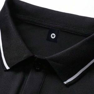 Polo de hombre de alta calidad 100% algodón, cuello alto, manga corta, color negro, corte regular. - Product Image 2